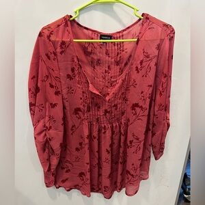 Floral V Neck Blouse